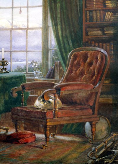 Estudio de John Ruskin en Brantwood, Cumbria, 1882 (detalle) de William Gersham Collingwood