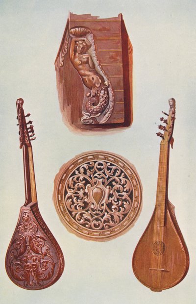 Instrumentos musicales: Cetera (litografía en color) de William Gibb