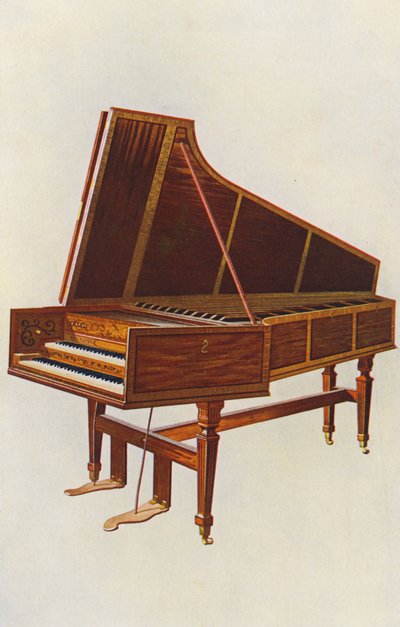 Instrumentos musicales: Clavicémbalo Emperatriz (litografía en color) de William Gibb