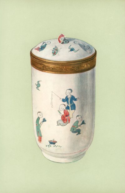 Pote de Tocador, Chantilly, con Diseño Japonés (litografía en color) de William Gibb