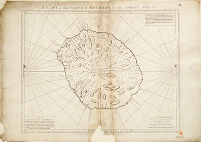 Carta de la isla de Borbón en el océano Índico de William Gilbert