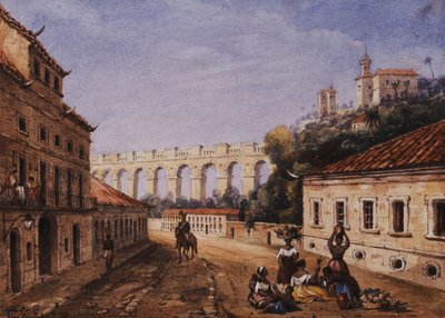 El acueducto y convento de Sta Teresa, calle Matacavallos, Río de Janeiro de William Gore Ouseley