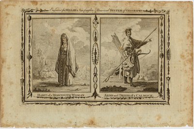 Hábitos de una mujer moscovita y armas y vestimenta de un kalmuk, ca 1730 de William Grainger