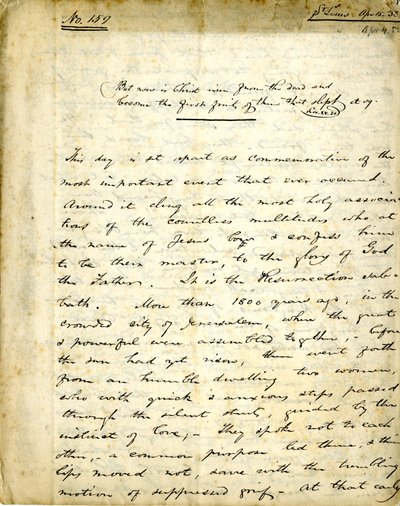 Manuscrito del Sermón No. 159 por William Greenleaf Eliot, 15 de abril de 1838 de William Greenleaf Eliot