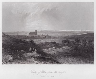 Ciudad de Ulm desde las alturas (grabado) de William H. Bartlett
