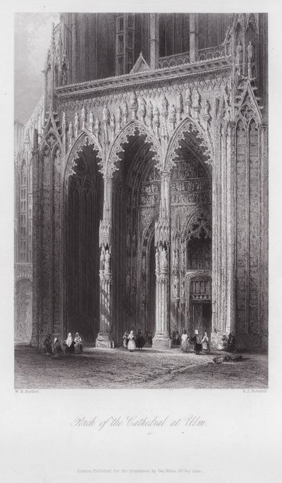 Pórtico de la Catedral de Ulm (grabado) de William H. Bartlett