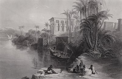 Escena en el río Nilo en Filé, sobre Siene de William H. Bartlett