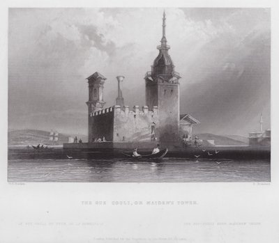 El Guz Couli, o Torre de la Doncella (grabado) de William H. Bartlett