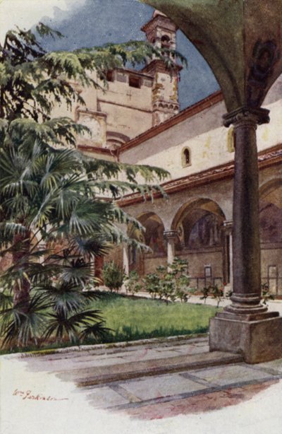 Chiostro Di S Marco, Florencia (litografia en color) de William H. Parkinson
