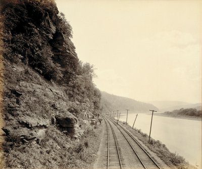 Cathedral Rocks, río Susquehanna, cerca de Meshoppen, para el ferrocarril del valle del Lehigh de William H. Rau