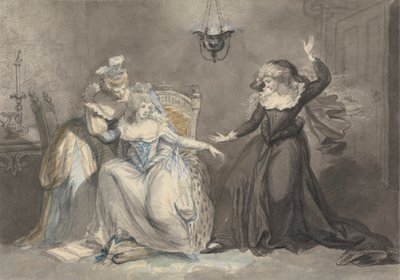 Escena dramática con tres mujeres en un interior de William Hamilton