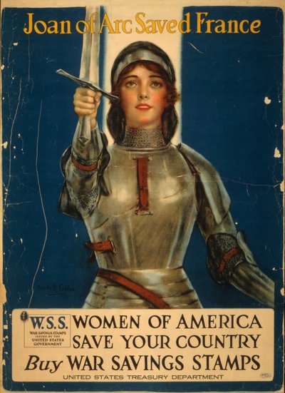 Juana de Arco salvó a Francia, las mujeres de América salvan a su país, compren sellos de ahorro de guerra de William Haskell Coffin