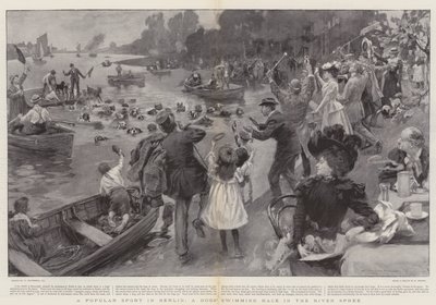 Un deporte popular en Berlín, una carrera de natación de perros en el río Spree de William Hatherell