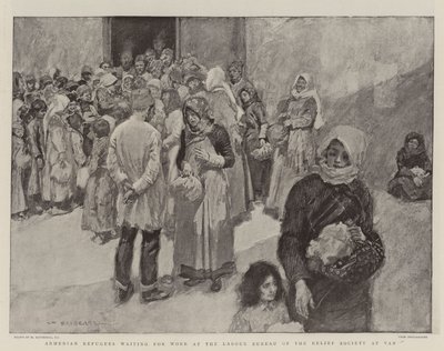 Refugiados armenios esperando trabajo en la Oficina de Trabajo de la Sociedad de Ayuda en Van de William Hatherell