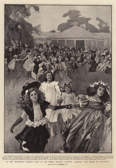 En la fiesta benéfica infantil en los Jardines Botánicos Reales, bailando Sir Roger de Coverley de William Hatherell