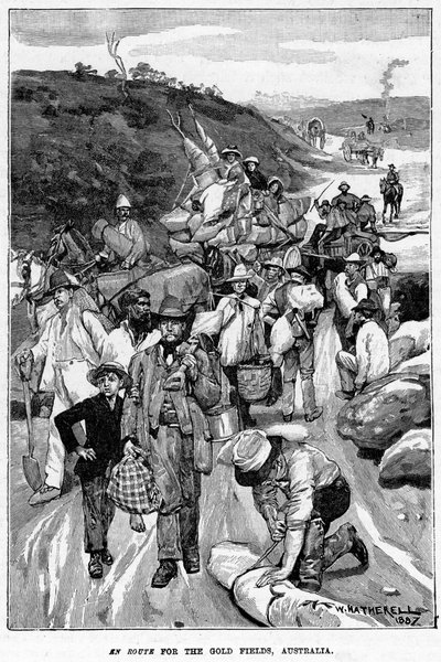 En Ruta hacia los Campos de Oro, Australia, 1887 de William Hatherell