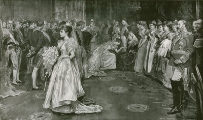 El salón de su majestad en el Palacio de Buckingham, el momento de la presentación de William Hatherell
