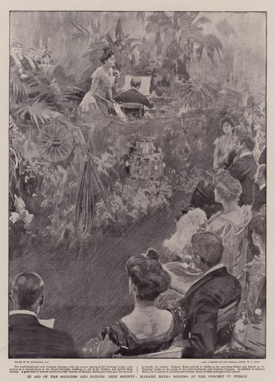 En ayuda de la Sociedad de Ayuda a Soldados y Marineros, Madame Melba cantando en el concierto en Dublín de William Hatherell