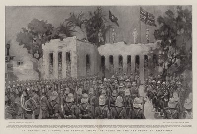 En memoria de Gordon, el servicio entre las ruinas de la Residencia en Jartum de William Hatherell