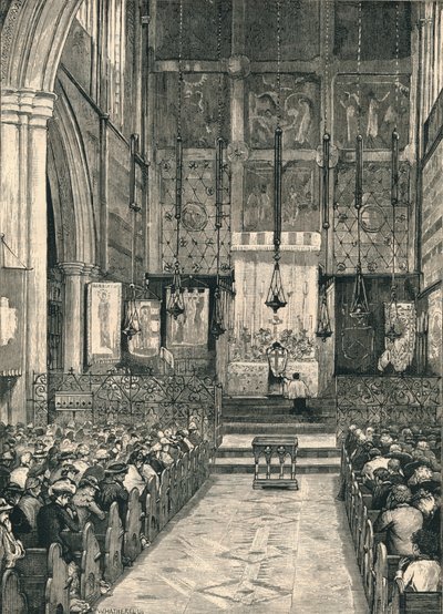 Interior de la Iglesia de St. Albans, Holborn, finales del siglo XIX de William Hatherell