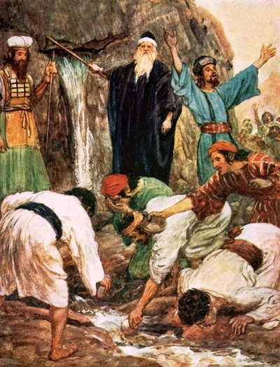 Moisés golpeando la roca de William Hatherell