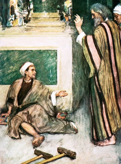 Pedro y Juan sanando al hombre cojo de William Hatherell
