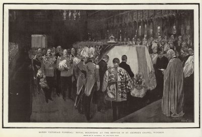 Funeral de la Reina Victoria, dolientes reales en el servicio en la Capilla de San Jorge, Windsor de William Hatherell