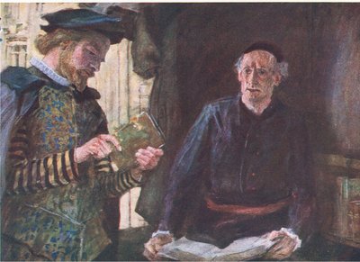 Shakespeare compra un volumen en un puesto de libros, de My Magazine, pub.1922 de William Hatherell