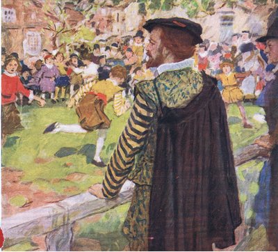 Shakespeare observa a los niños jugar cerca de Temple Bar, de My Magazine, pub.1922 de William Hatherell