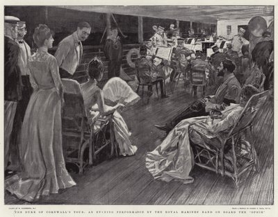 La gira del duque de Cornualles, una actuación nocturna de la banda de los marines reales a bordo del Ophir de William Hatherell