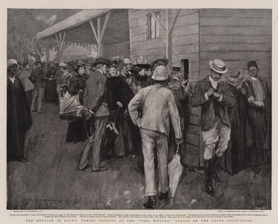 Los ingleses en Egipto, comprando boletos en la oficina del Pari Mutuel en el hipódromo de El Cairo de William Hatherell