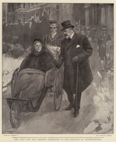 El Rey y la Emperatriz Frederick en los jardines de Friedrichshof de William Hatherell