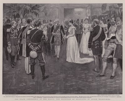 La Conferencia de Paz en La Haya, la recepción de delegados por la Reina Guillermina de William Hatherell