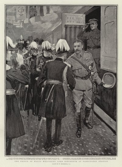 El Príncipe de Gales dando la bienvenida a Lord Kitchener en la Estación de Paddington de William Hatherell