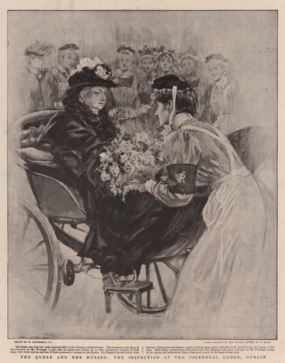 La Reina y sus enfermeras, la inspección en el Viceregal Lodge, Dublín de William Hatherell