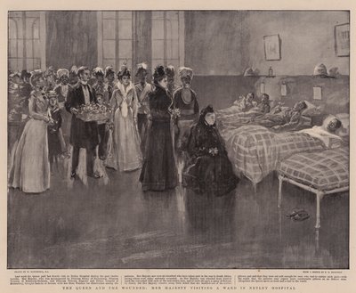 La Reina y los Heridos, Su Majestad visitando una Sala en el Hospital de Netley de William Hatherell
