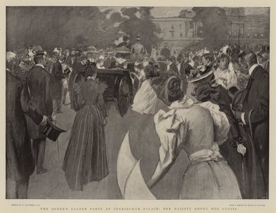 La Fiesta en el Jardín de la Reina en el Palacio de Buckingham, Su Majestad entre sus Invitados de William Hatherell