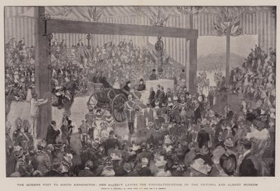 La visita de la reina a South Kensington, Su Majestad colocando la primera piedra del Museo Victoria y Alberto de William Hatherell