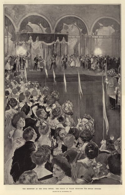 La recepción en la Oficina de la India, el Príncipe de Gales recibiendo a los oficiales indios de William Hatherell