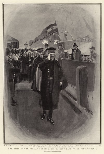 La visita del emperador alemán, Su Majestad desembarcando en Port Victoria de William Hatherell