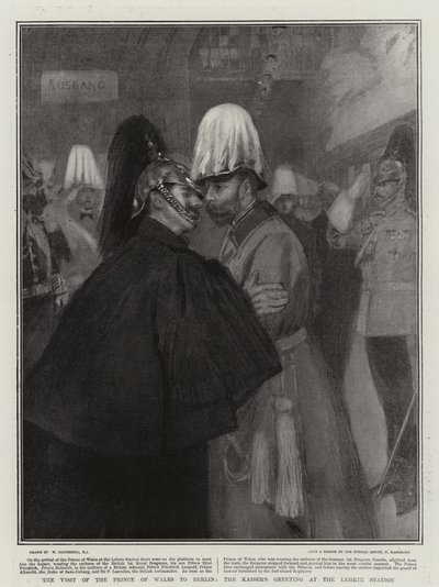La visita del Príncipe de Gales a Berlín, el saludo del Kaiser en la estación de Lehrte de William Hatherell