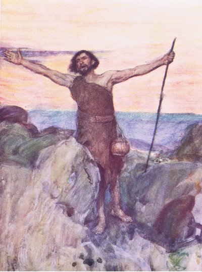 La voz de uno que clama en el desierto, de La Historia de la Biblia publicada por Hodder & Stoughton, c.1930 de William Hatherell