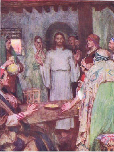 Entonces vino Jesús y se puso en medio, de La Historia de la Biblia publicada por Hodder & Stoughton, c.1930 de William Hatherell