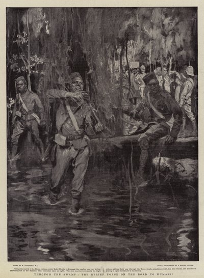 A través del pantano, la fuerza de socorro en el camino a Kumassi de William Hatherell