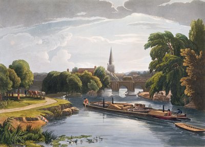Puente y Iglesia de Abingdon, grabado por Robert Havell el Joven, publicado en 1818 de William Havell
