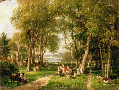 Recolección de nueces en Petersham, cerca del Puente de Richmond de William Havell