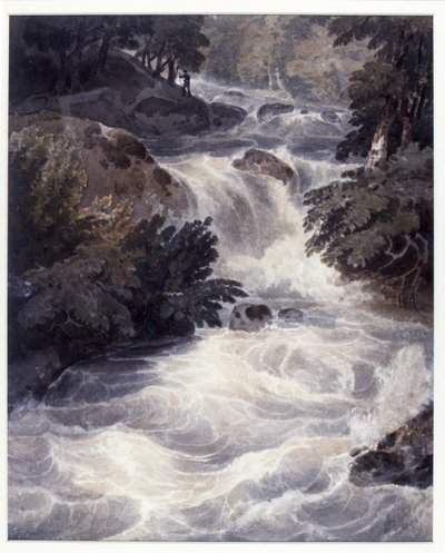 Cascada en Ambleside, vista a través de una ventana de William Havell