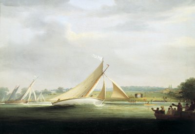 Yates de la regata Cumberland Society, en el Támesis (Inglaterra), hacia 1815, antecesora de la Royal Yacht Race en el Támesis. Óleo sobre lienzo de William Havell
