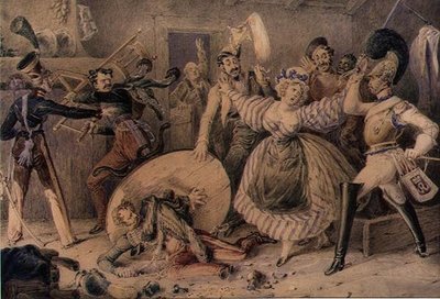 Pelea en una posada, c.1830 de William Heath
