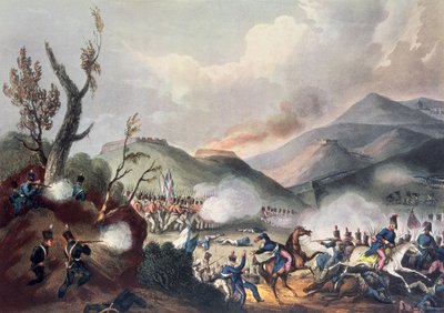 Batalla de Busaco, 27 de septiembre de 1810, grabado por Thomas Sutherland (n. c. 1785) de William Heath
